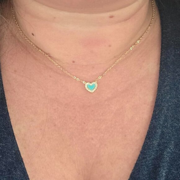 Neiman Marcus Jewelry - Neiman Marcus 14k Gold Plated Turquoise Blue Heart Necklace
